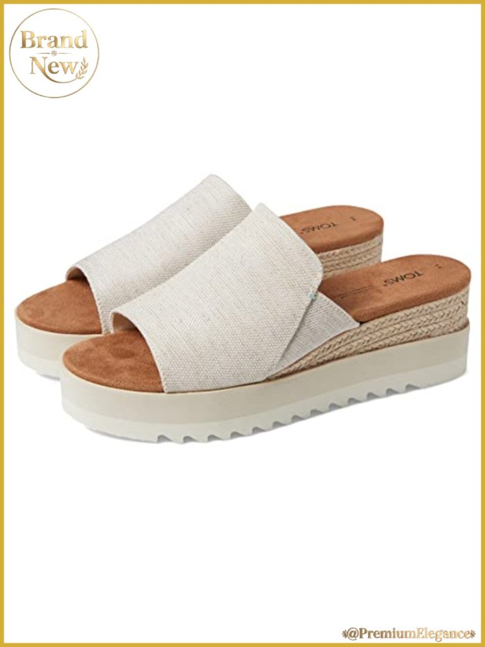TOMS Diana Mule Wedge Sandal Textile Uppers Rope Wrapped Midsole Slip On